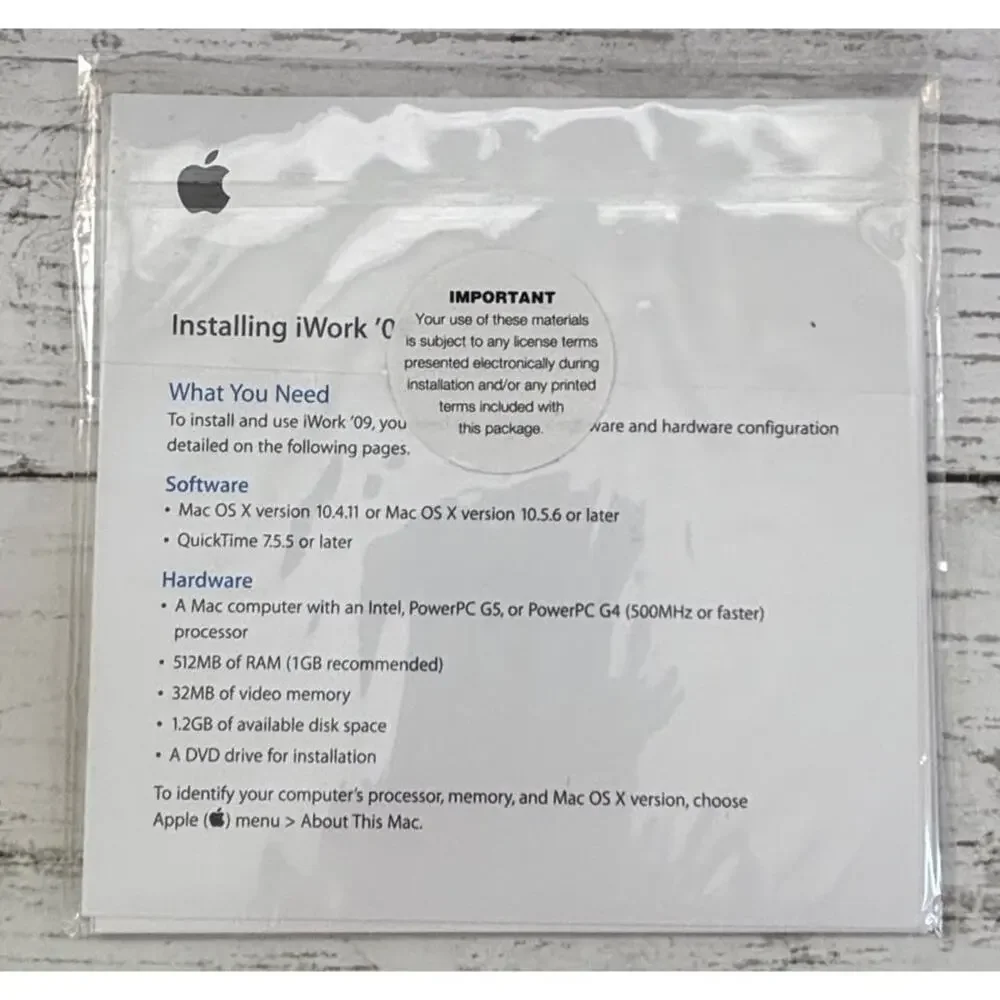 Apple iWork 2009 Install DVD (Sealed)